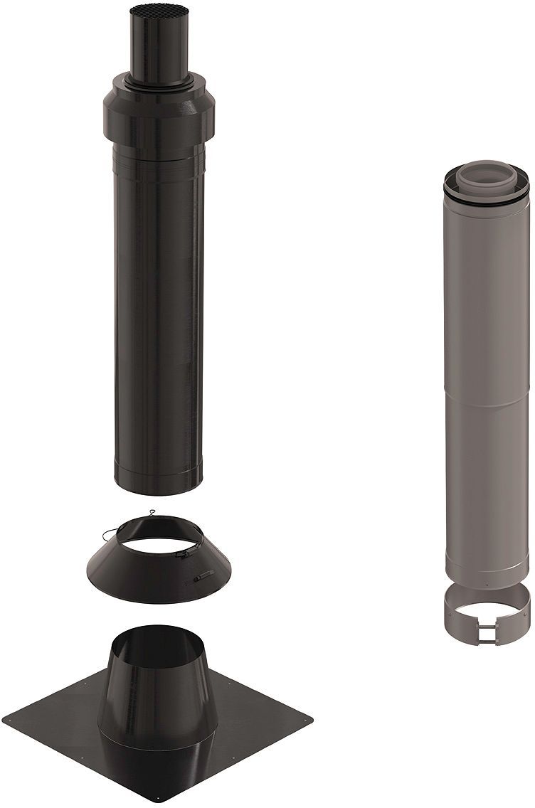 KIT HELLEND DAK CLV INOX ZWART 110/160 UBBINK