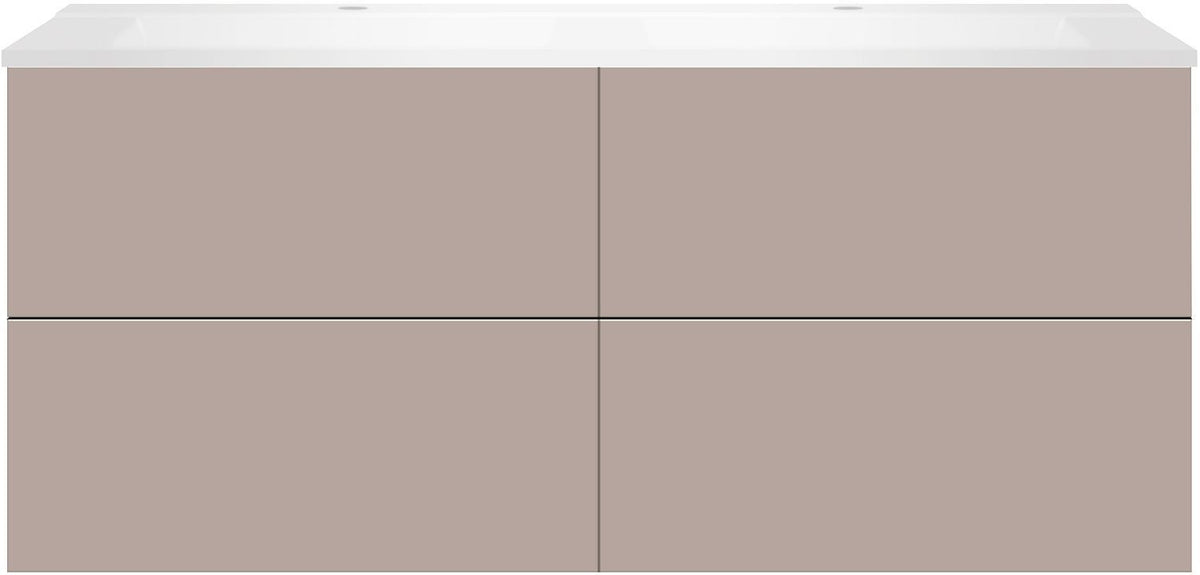 Onderbouw COFFEE 4 lades 140 duo basaltgrijs +dubbele wastafel wit