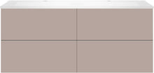 SOUS MEUBLE COFFEE 4 TIROIRS 140 DUO BASALTGRIJS +DOUBLE LAVABO BLANC