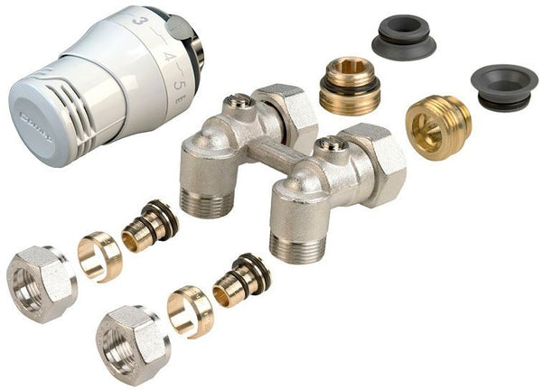 Ventielradiator kraanwerkset Comap 1/2"-3/4"-16MM haaks