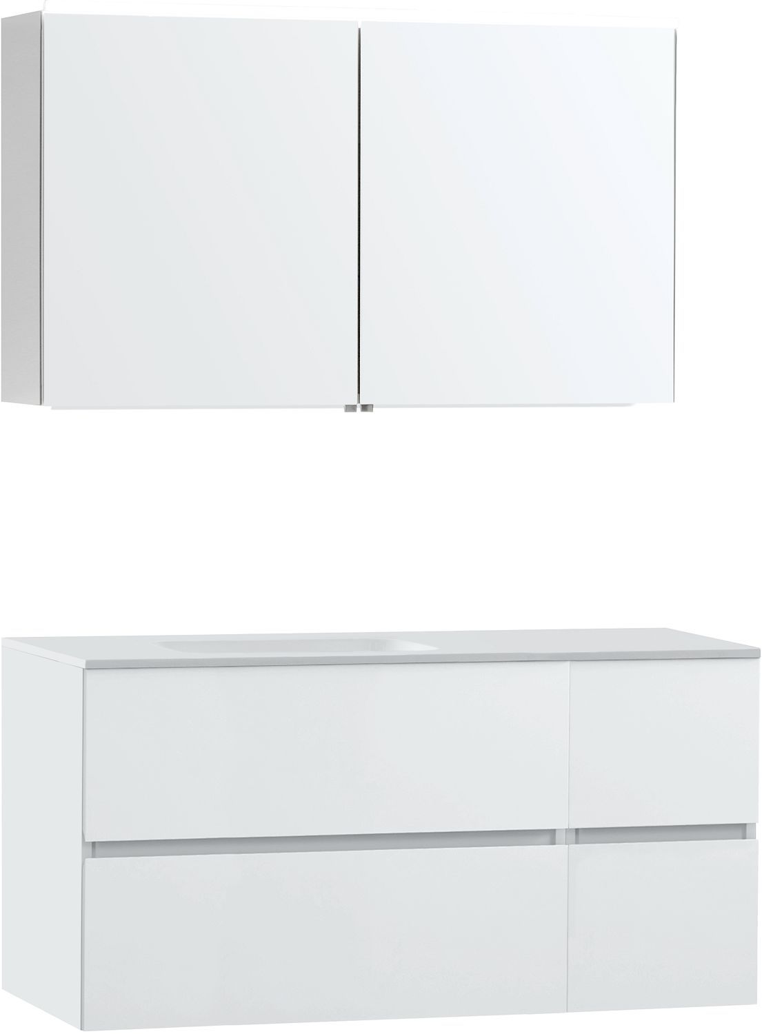 MEUBEL MOLTO POEDERWIT 125 LINKS SOLID SPIEGELKAST