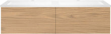 SOUS MEUBLE COFFEE 2 TIROIRS 120 CHENE CLASSIQUE +DOUBLE LAVABO EN MARBRE SYNTHETIQUE BLANC