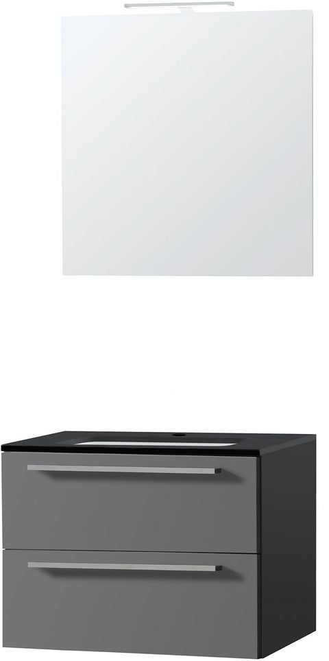 Meubel combo uni leisteen 70 bleu belge spiegel, badkamermeubelen — SKU DESCO-700238