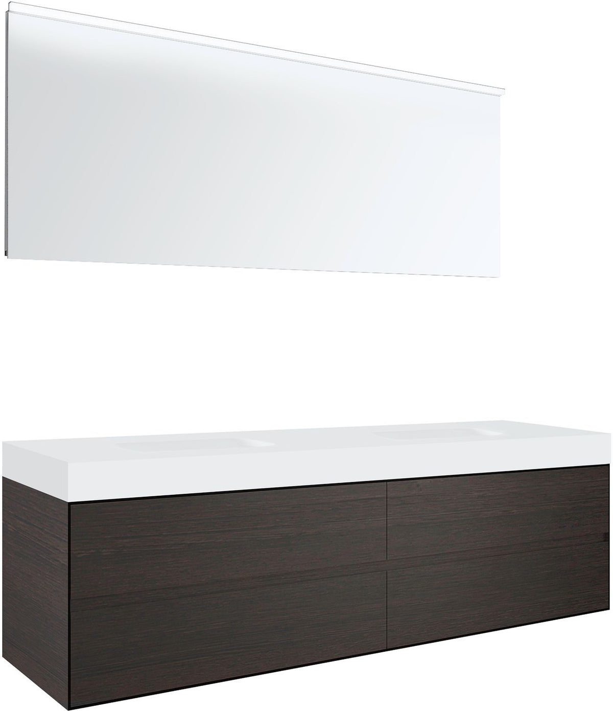 Meubel 4LADES voor tablet puro 2 lavabos tenso 1800CM wenge met spiegel