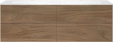 Onderbouw COFFEE 4 lades 180 duo eik caramel +dubbele wastafel kunstmarmer wit