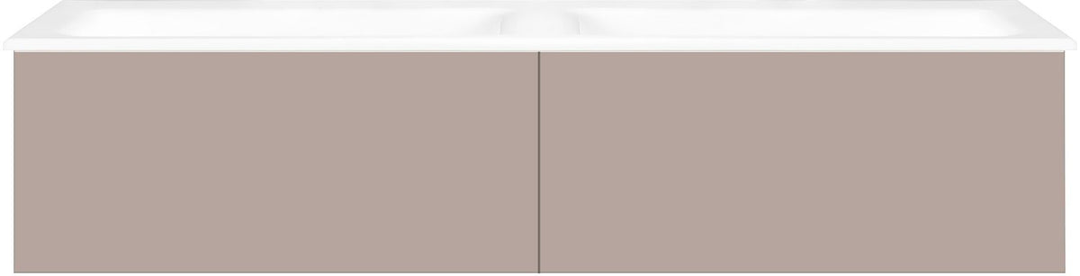 Onderbouw COFFEE 2 lades 140 duo basaltgrijs mat +dubbele wastafel porselein zonder kraangat wit