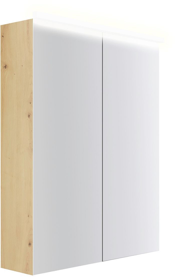 Spiegelkast COFFEE 2 deuren 600MM 4250K eik Decor urban, badkamermeubelen — SKU DESCO-193008