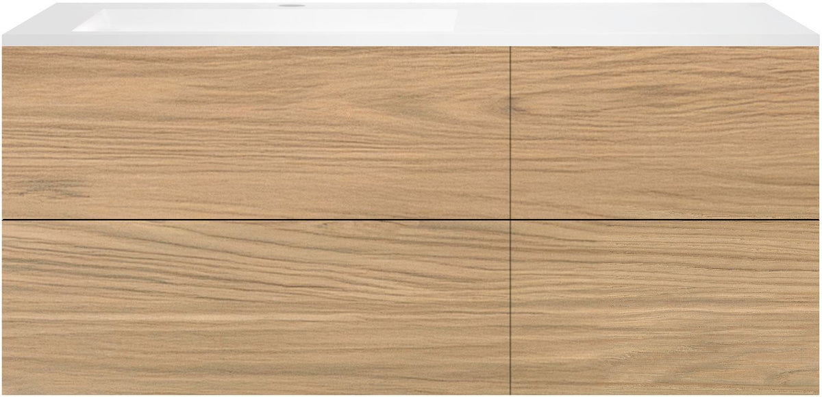 ONDERBOUW COFFEE 4 LADES 140 EIK  KLASSIEK+WASTAFEL LINKS KUNSTMARMER MAT WIT