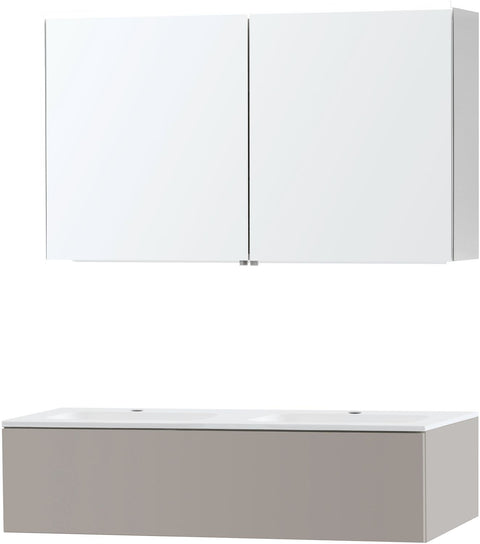 MEUBEL PURO DUO GRIJS 120 1 LADE KUNSTMARMER SPIEGELKAST