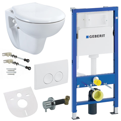 Belvit Hang-wc set wit randloos met Taharet bidet softclose wc-zitting Geberit UP100 inbouwelement horizontale afvoer, wc-packs — SKU MB-19394-22921, EAN 5404029122203