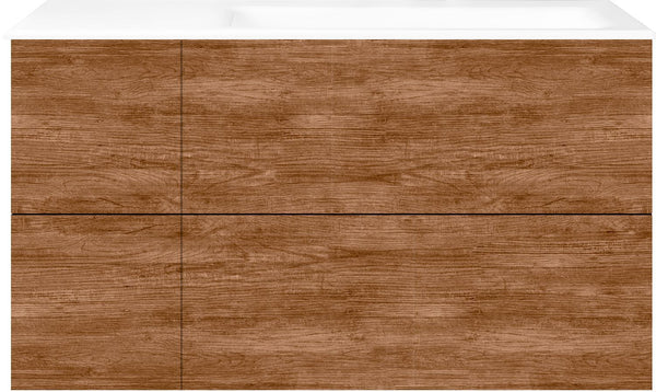 SOUS MEUBLE COFFEE 4 TIROIRS 110 TECTONA DECOR CANNELLE +LAVABO DROITE PORCEL.SNS TROU ROBINET BLANC
