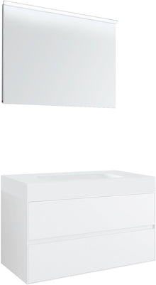 Meubel 2LADES voor tablet puro centrale lavabo tenso 90CM wit met spiegel