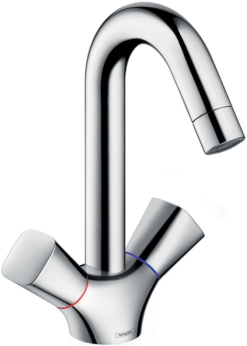 2GREEP Mengkraan lavabo Logis 150 Hansgrohe draaibare uitloop automatische sluiting chroom