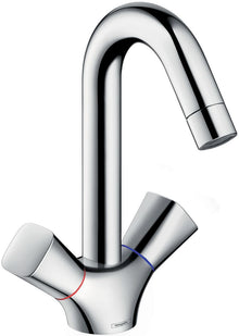 2GREEP Mengkraan lavabo Logis 150 Hansgrohe draaibare uitloop automatische sluiting chroom
