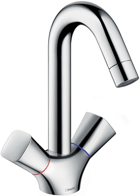 2GREEP Mengkraan lavabo Logis 150 Hansgrohe draaibare uitloop automatische sluiting chroom