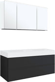 MEUBLE 2 TIROIRS POUR TABLET PURO 2 LAVABOS TENSO 140CM GRIS AVEC ARMOIRE TOILETTE