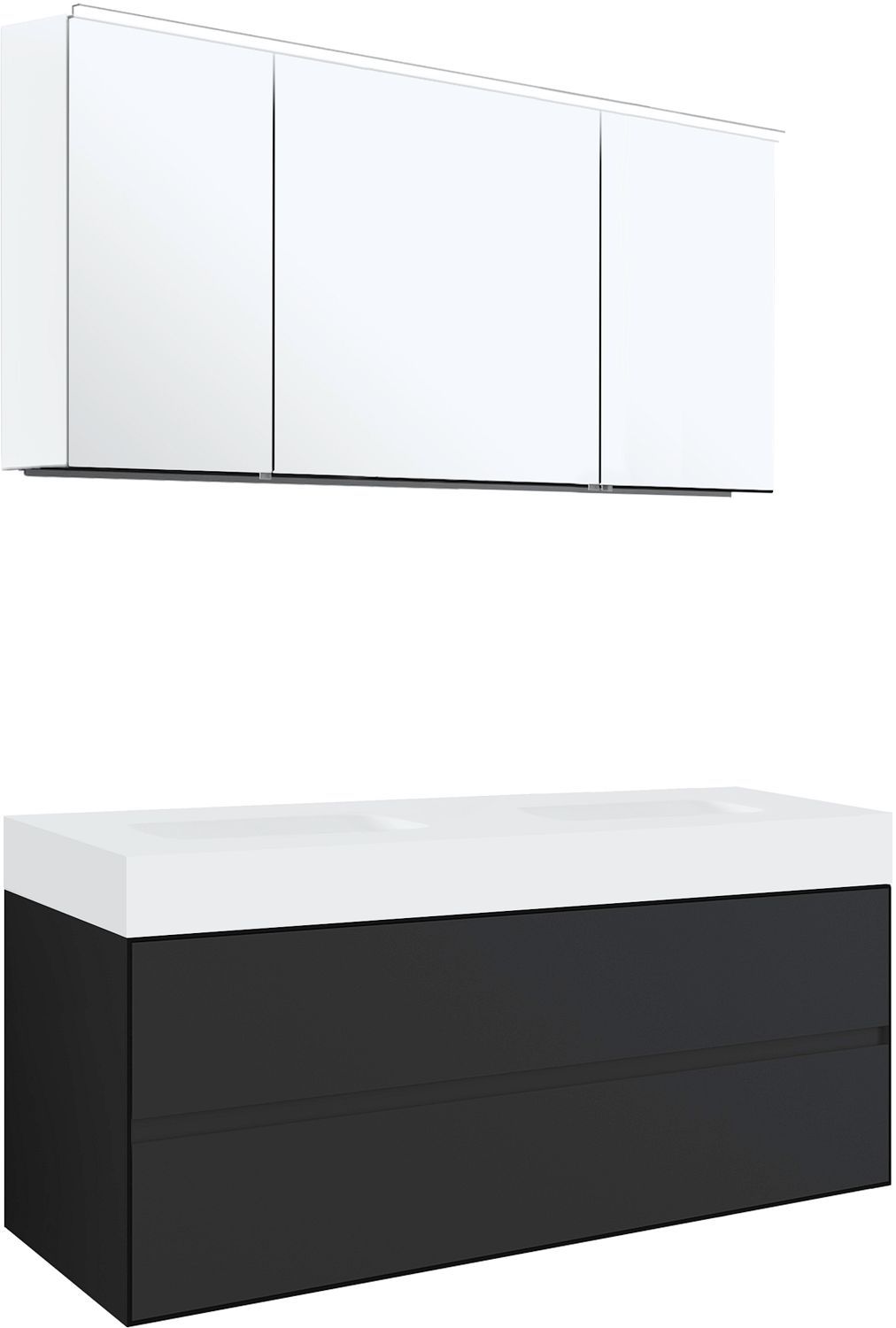 MEUBEL 2LADES VOOR TABLET PURO 2 LAVABOS TENSO 140CM GRIJS MET SPIEGELKAST