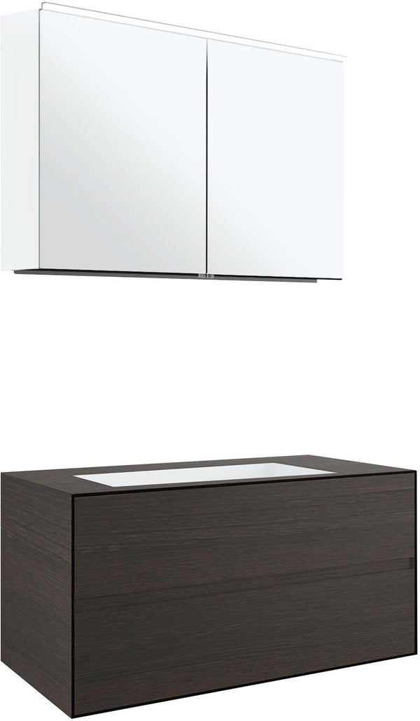 Meubel 2 lades+meubellavabo centraal tenso 90CM zonder kraangat wenge met spiegelkast