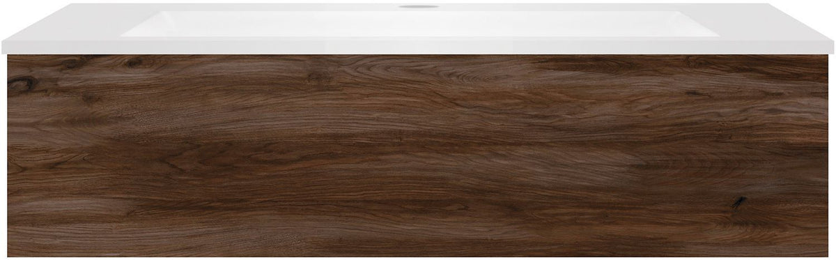 Onderbouw COFFEE 1 lade 120 notelaar Decor fluweel+wastafel kunstmarmer mat wit