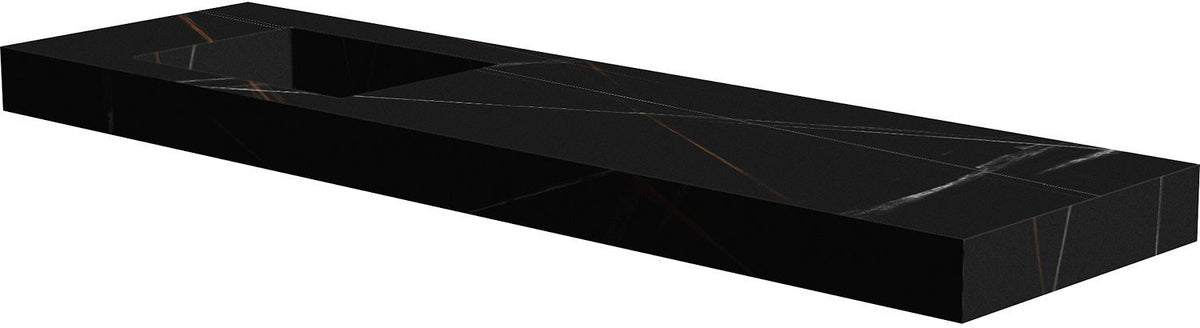 TABLET KERAMISCH MARMER PURO LAVABO S LINKS B180 H10 ZONDER KRAANGAT BAMBOO BLACK