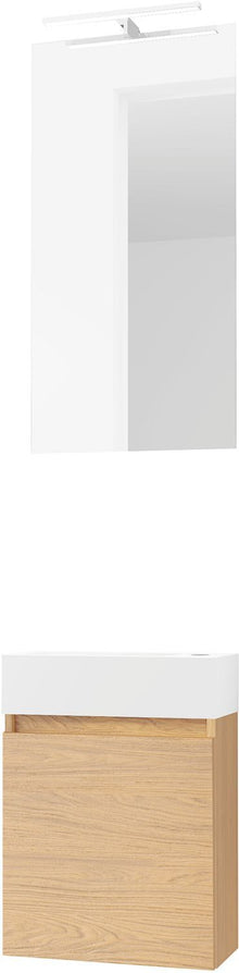 HANDENWASSER FORM MINI SOLID/ 1 DEUR/ SPIEGEL/ VERLICHTING LED EIK BRONS
