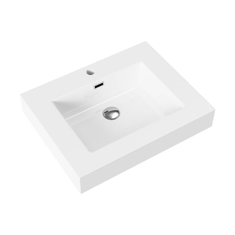 BELVIT Wastafel mineraalmarmer wit glanzend 60cm met kraangat en overloop, wastafels — SKU MB-27569-31102, EAN 5404029128359