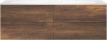 SOUS MEUBLE COFFEE 4 TIROIRS 180 DUO CHENE ROUILLE +DOUBLE LAVABO EN MARBRE SYNTHETIQUE BLANC