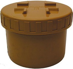 PVC stop +schroefdeksel riool 160MM rood/bruin