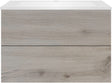 Onderbouw COFFEE 2 lades 90 eik zilver+wastafel kunstmarmer wit
