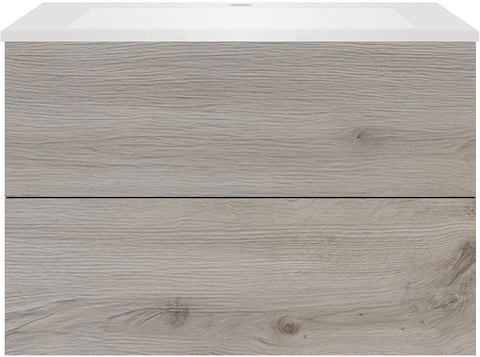 Onderbouw COFFEE 2 lades 90 eik zilver+wastafel kunstmarmer wit, badkamermeubelen — SKU DESCO-192174