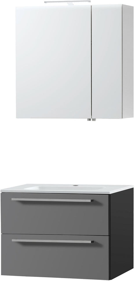 Meubel combo uni leisteen 70 porselein spiegelkast, badkamermeubelen — SKU DESCO-700221