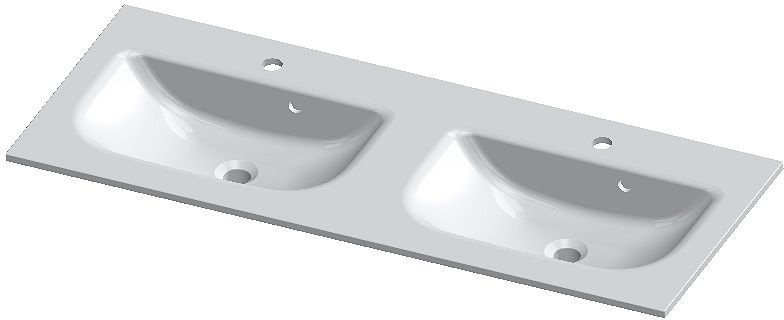 Tablet form/alano 120CM 2 lavabo kunstmarmer wit