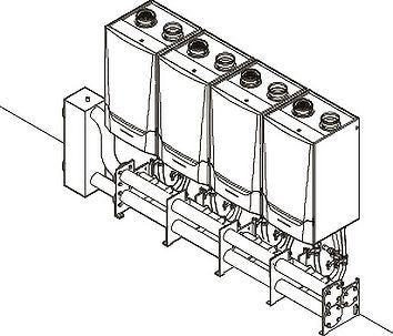 Compleet Prefab Cascade systeem voor opstelling lijn wand Van 4X quinta ace 160 remeha