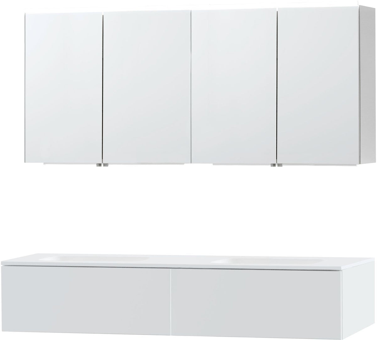Meubel puro duo wit 160 1 lade Solid Molto spiegelkast, badkamermeubelen — SKU DESCO-704047