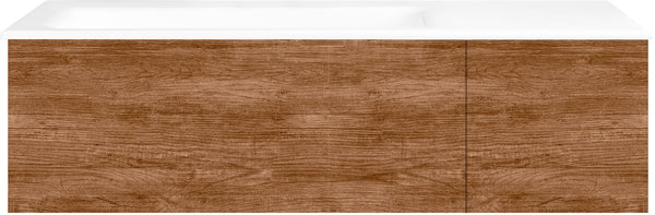 SOUS MEUBLE COFFEE 2 TIROIRS 110 TECTONA DECOR CANNELLE +LAVABO GAUCHE PORCEL.SNS TROU ROBINET BLANC