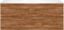 SOUS MEUBLE COFFEE 4 TIROIRS 140 DUO TECTONA DECOR CANNELLE +DOUBLE LAVABO BLANC MAT