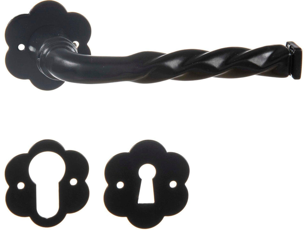 Linea Bertomani 1003 deurklinkset op rozet 50mm aluminium zwart + cylinderrozet