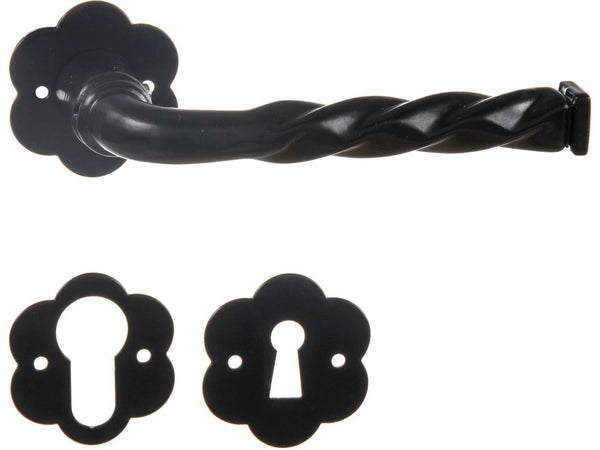Linea Bertomani 1003 deurklinkset op rozet 50mm aluminium zwart + cylinderrozet