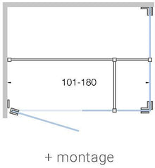 Draaideur met zijdeel+ zijpaneel close tot 180CM H200CM satijn-mat wit+ montage
