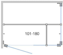 Draaideur met zijdeel+zijpanleel tot 180CM hoogte 200MM inox-timeless