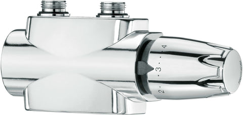 Thermostatiseerbare onderblok multilux 4 1-PIJPS/2-PIJPS Heimeier chroom