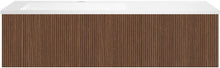 SOUS MEUBLE COFFEE 2 TIROIRS 120 NOYER SMARTLINE+LAVABO GAUCHE EN MARBRE SYNTHETIQUE BLANC MAT