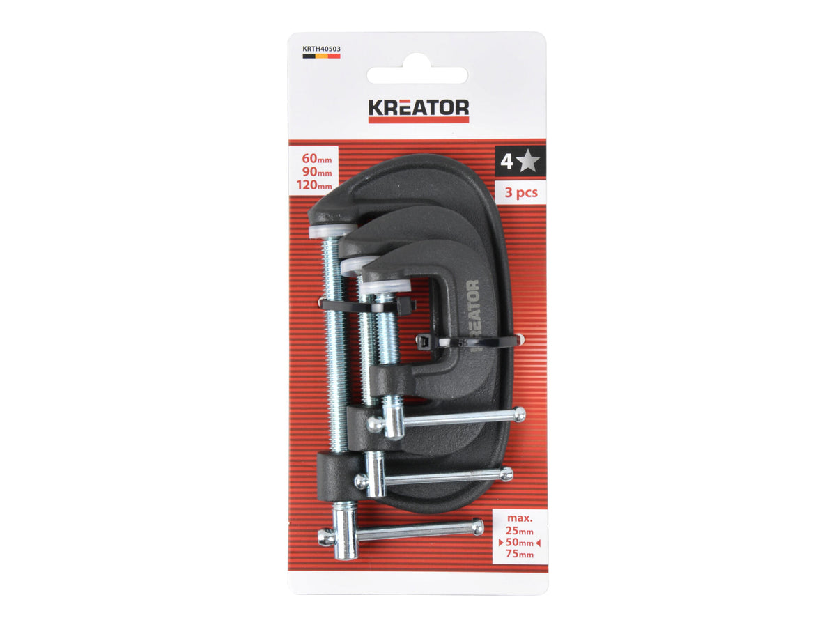 Kreator KRTH40503 G-spanklemset 60/90/120 mm 3-delig