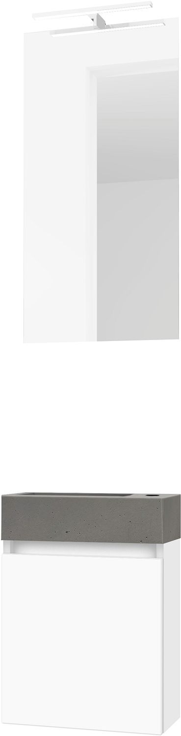 Handenwasser form mini beton/ 1 deur/ spiegel/ verlichting Led wit