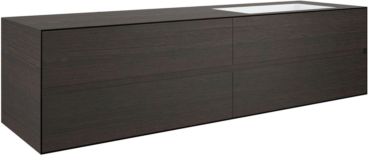 ONDERBOUW 4 LADES+ONDERBOUWLAVABO RECHTS TENSO 180CM ZONDER KRAANGAT WENGE