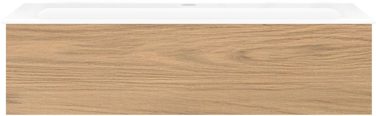 Onderbouw COFFEE 1 lade 120 eik klassiek+wastafel porselein wit