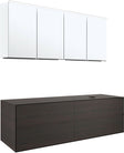 MEUBEL 4LADES+TABLET VOOR OPBOUWLAVABO RECHTS TENSO 160CM +KRAANGAT WENGE MET SPIEGELKAST