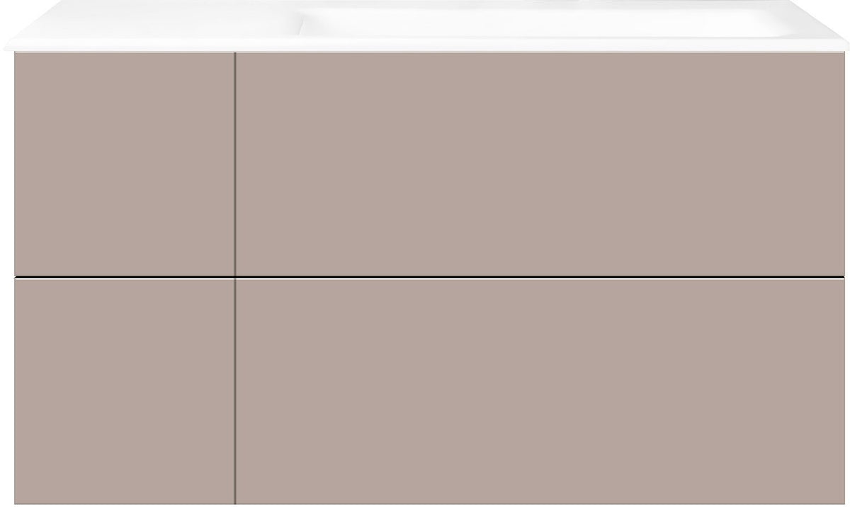 ONDERBOUW COFFEE 4 LADES 110 BASALTGRIJS MAT +WASTAFEL RECHTS PORSELEIN ZONDER KRAANGAT WIT
