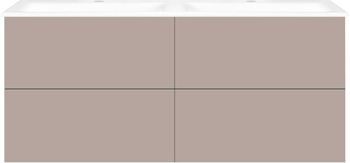 Onderbouw COFFEE 4 lades 140 duo basaltgrijs mat +dubbele wastafel porselein wit