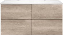 Onderbouw COFFEE 4 lades 120 duo eiken Decor flanel +dubbele wastafel mat wit